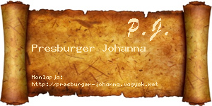 Presburger Johanna névjegykártya